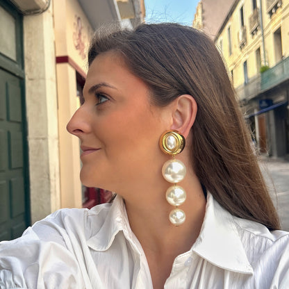 Boucles d’oreilles Cascade Perles Gold nacrées Francine Bramli Paris
