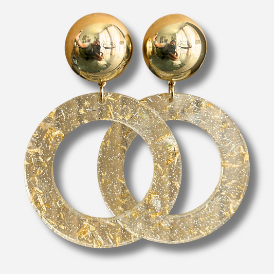 Boucles d’oreilles Cecilia Gold transparentes et dorées Francine Bramli Paris
