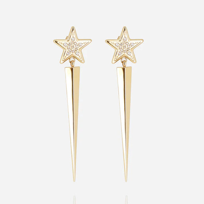 Boucles d’oreilles Celestina ZAG en acier inoxydable doré avec étoile sertie de zirconiums