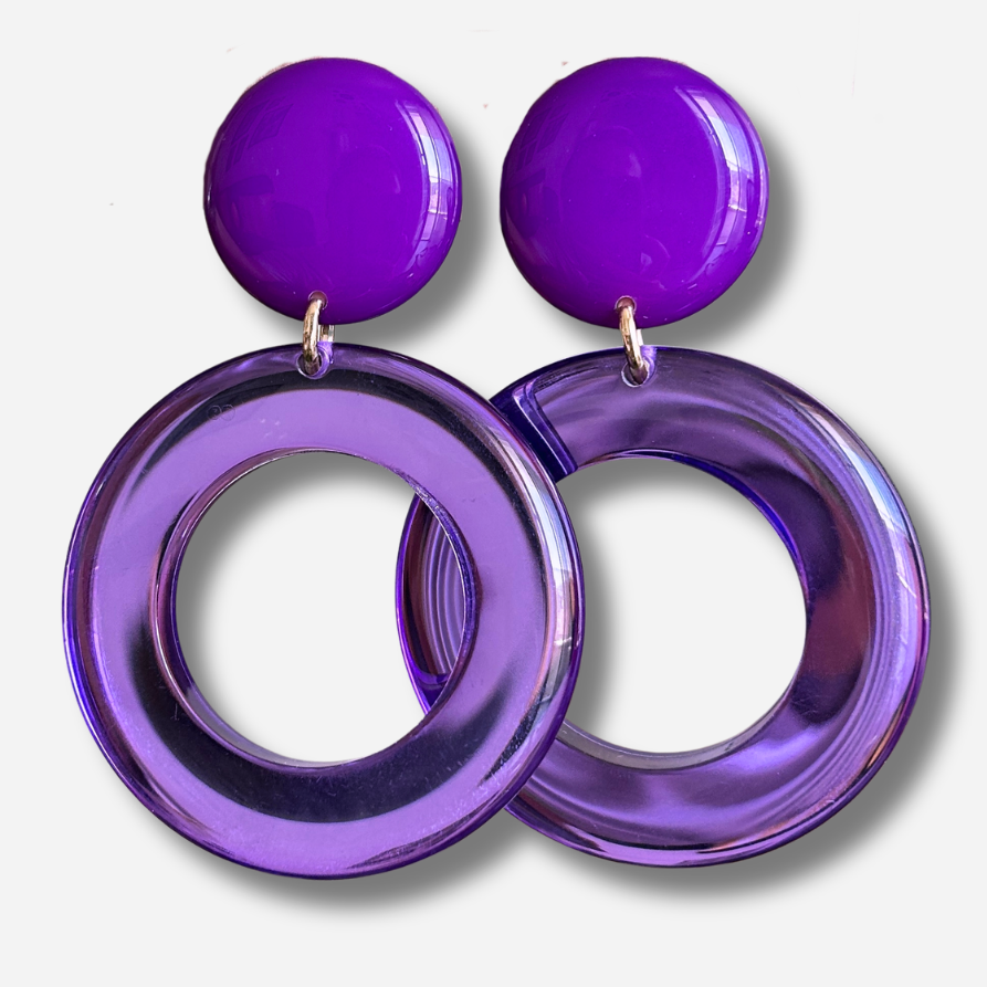 Boucles d’oreilles Célestine Violet à grands anneaux Francine Bramli Paris
