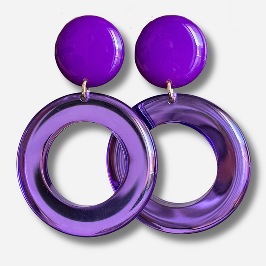 Boucles d’oreilles Célestine Violet à grands anneaux Francine Bramli Paris
