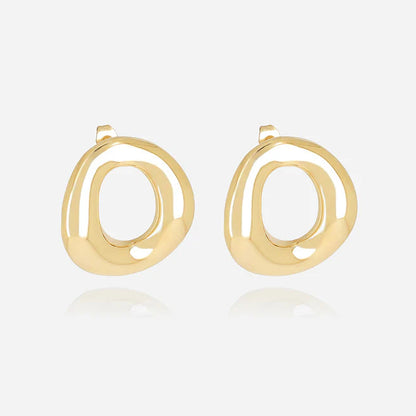 Boucles d’oreilles Cesira ZAG en acier inoxydable doré avec forme ronde ajourée sculpturale