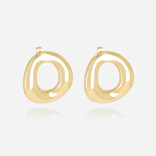 Boucles d’oreilles Cesira ZAG en acier inoxydable doré avec forme ronde ajourée sculpturale