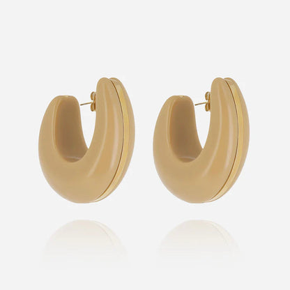Boucles d’oreilles Chamarel Crème ZAG en acier doré et résine ivoire