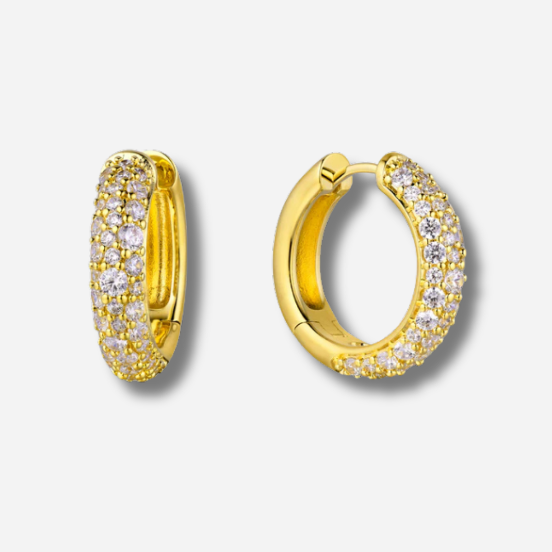 Boucles d’oreilles Champagne Mya Bay créoles dorées pavées de strass