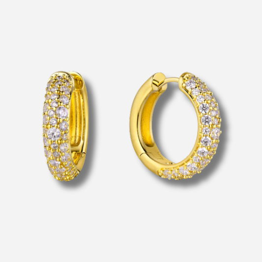 Boucles d’oreilles Champagne Mya Bay créoles dorées pavées de strass