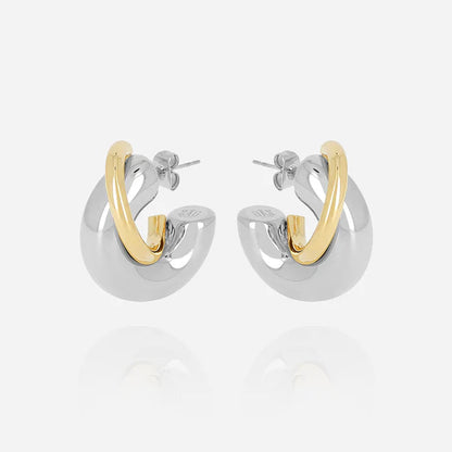 Boucles d’oreilles Chika ZAG en acier inoxydable argenté et doré au design sculptural