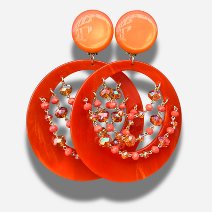 Boucles Chloé orange Francine Bramli Paris boucles pendantes perles