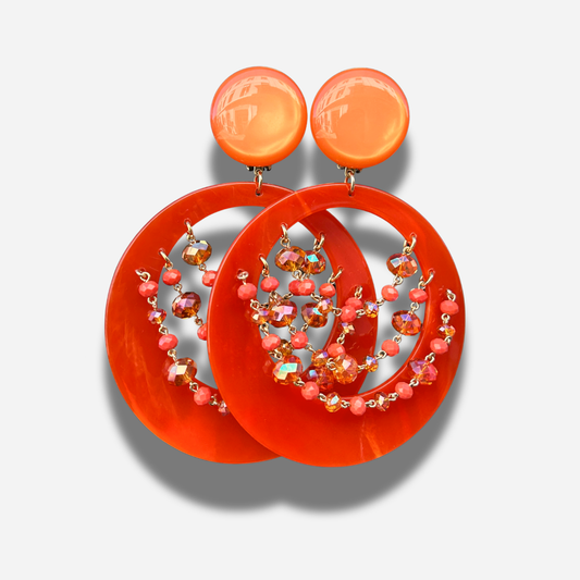Boucles Chloé orange Francine Bramli Paris boucles pendantes perles