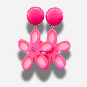 Boucles d’oreilles à clip Allamanda Rose Francine Bramli Paris fleurs roses