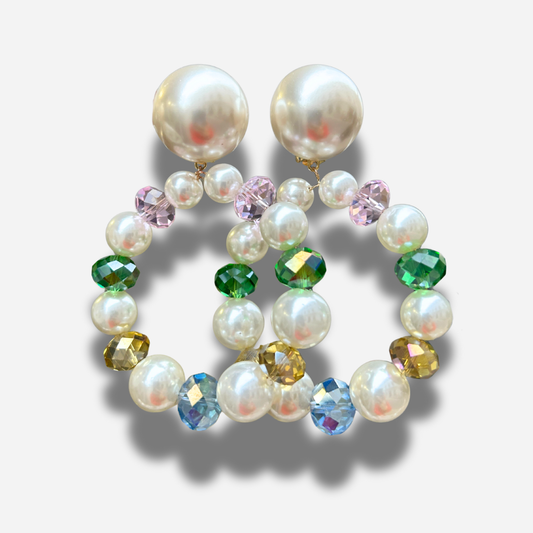 Boucles d’oreilles à clip Ophélie perles multicolores Francine Bramli Paris