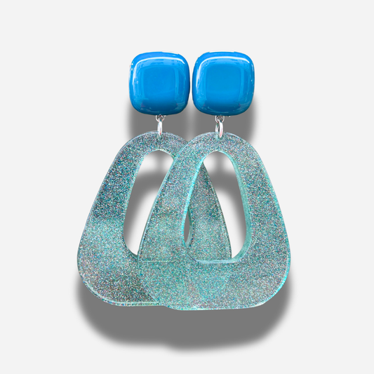 Boucles d’oreilles à clip Strass Bleu Francine Bramli Paris pailletées bleues