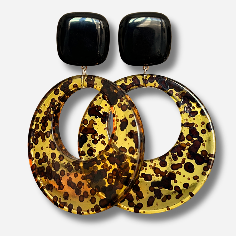 Boucles d’oreilles Cloé Ambre noir et écaille Francine Bramli Paris
