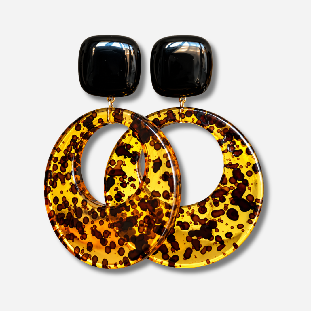 Boucles d’oreilles Cloé Ambre noir et écaille Francine Bramli Paris
