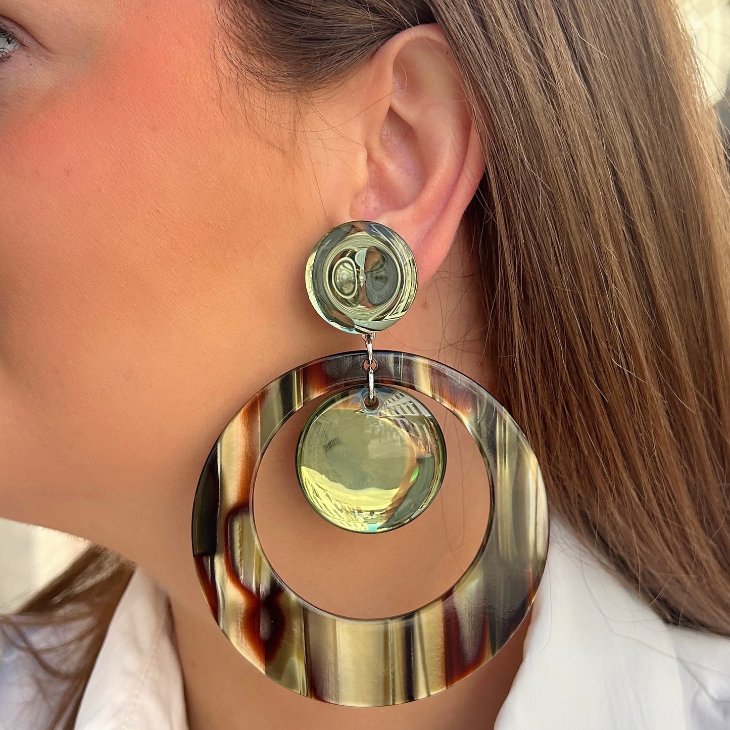 Boucles d’oreilles Cloé Onyx Miroir Francine Bramli Paris
