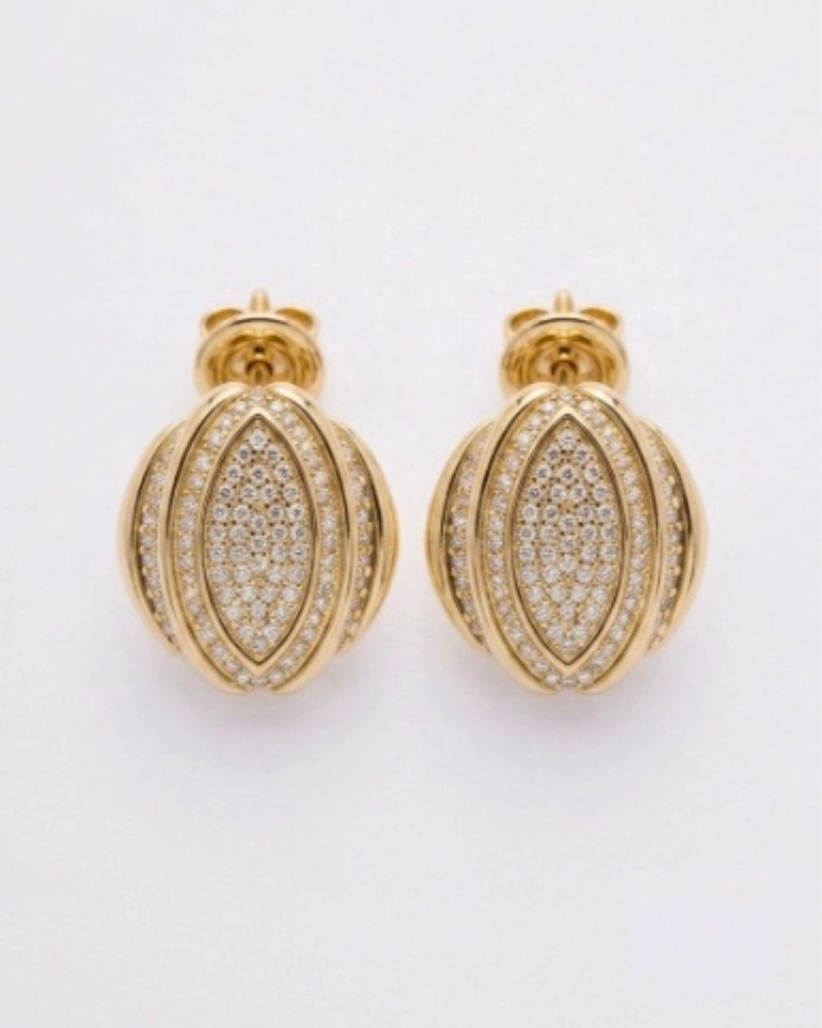 Boucles d’oreilles Crown Sigal dorées avec cristaux blancs – Divinity Sète