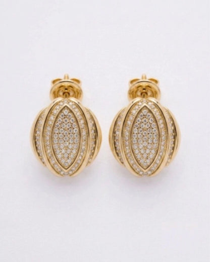 Boucles d’oreilles Crown Sigal dorées avec cristaux blancs – Divinity Sète