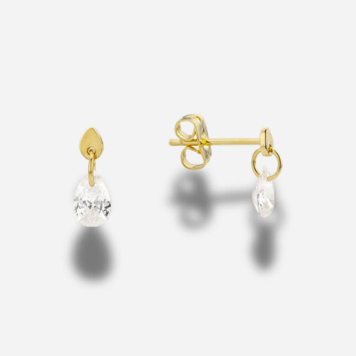 Boucles d’oreilles Crystal Mya Bay dorées avec cristal transparent en goutte