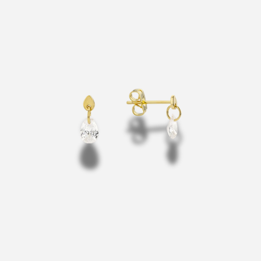 Boucles d’oreilles Crystal Mya Bay dorées avec cristal transparent en goutte