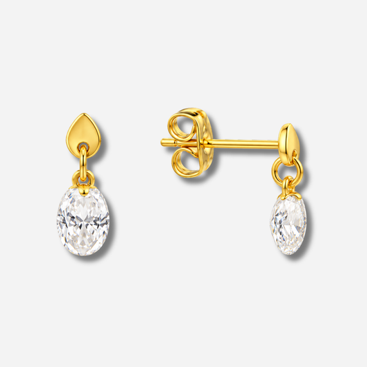 Boucles d’oreilles Crystal Mya Bay dorées avec cristal transparent en goutte
