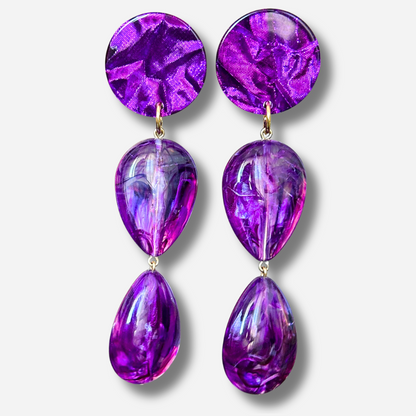 Boucles d’oreilles Cuba Double Violet à doubles gouttes Francine Bramli Paris
