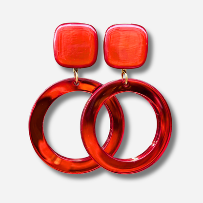 Boucles d’oreilles Cybille Miroir Rouge XL Francine Bramli Paris – Divinity Sète