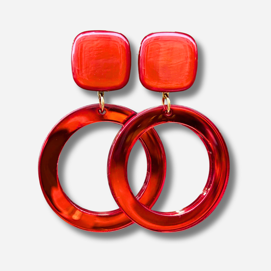 Boucles d’oreilles Cybille Miroir Rouge XL Francine Bramli Paris – Divinity Sète