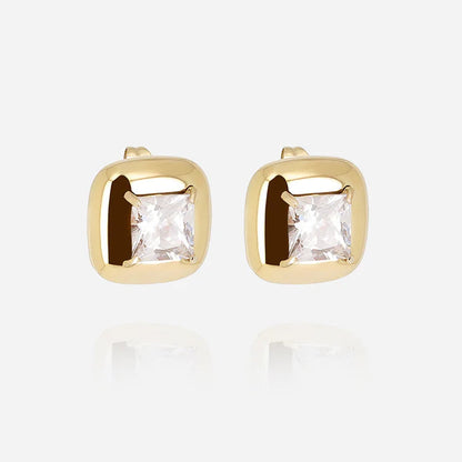 Boucles d’oreilles Dagama ZAG en acier inoxydable doré avec zircon carré