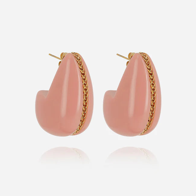 Boucles d’oreilles Dallol ZAG en acier doré et résine colorée