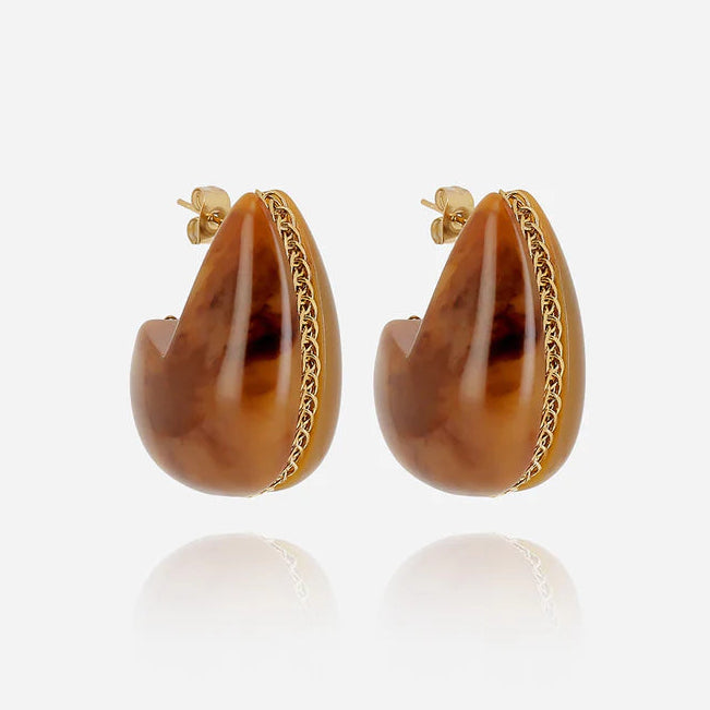 Boucles d’oreilles Dallol ZAG en acier doré et résine colorée