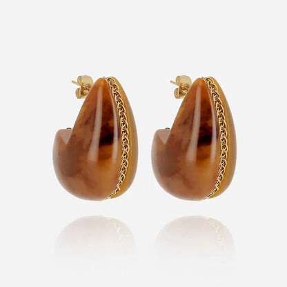 Boucles d’oreilles Dallol ZAG en acier doré et résine colorée