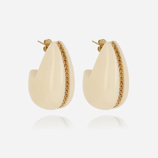 Boucles d’oreilles Dallol ZAG en acier doré et résine colorée