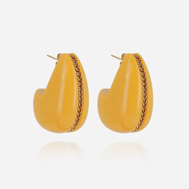 Boucles d’oreilles Dallol ZAG en acier doré et résine colorée
