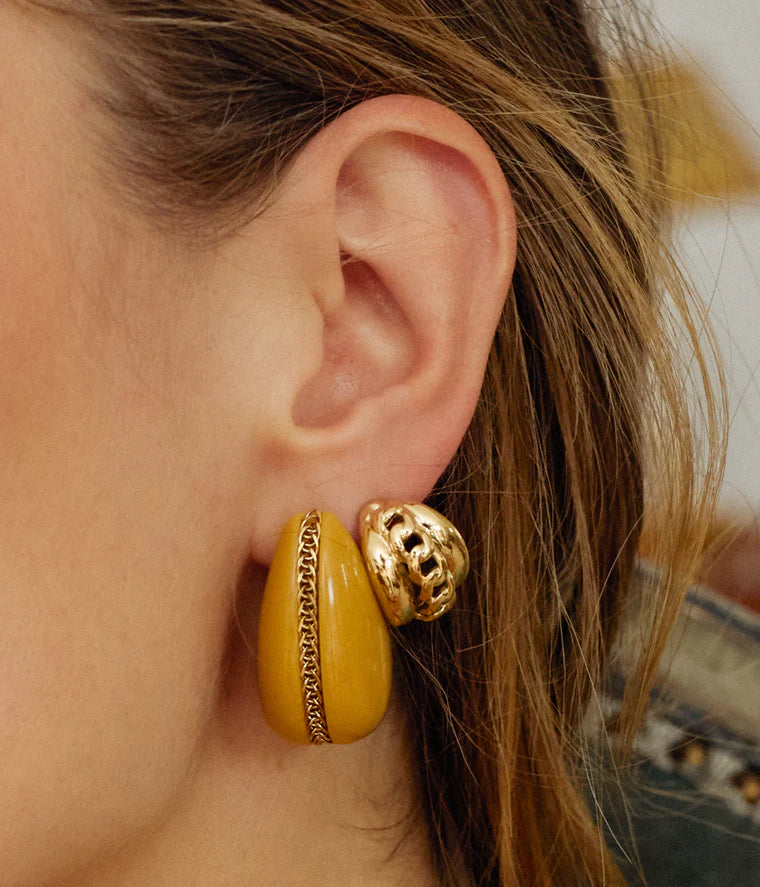 Boucles d’oreilles Dallol ZAG en acier doré et résine colorée