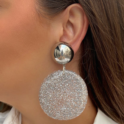 Boucles d’oreilles Deborah Argent pailletées Francine Bramli Paris
