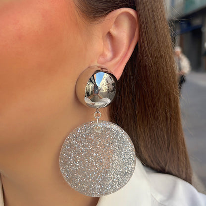 Boucles d’oreilles Deborah Argent pailletées Francine Bramli Paris
