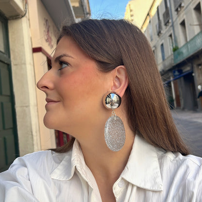 Boucles d’oreilles Deborah Argent pailletées Francine Bramli Paris
