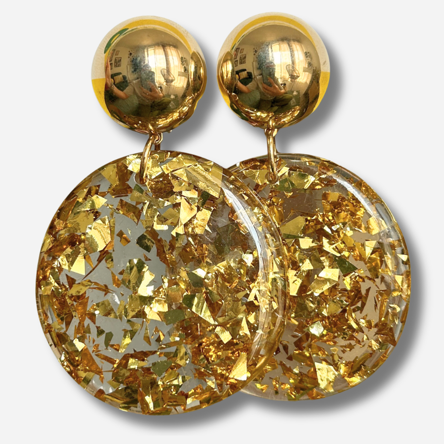 Boucles d’oreilles Deborah Gold dorées à éclats Francine Bramli Paris
