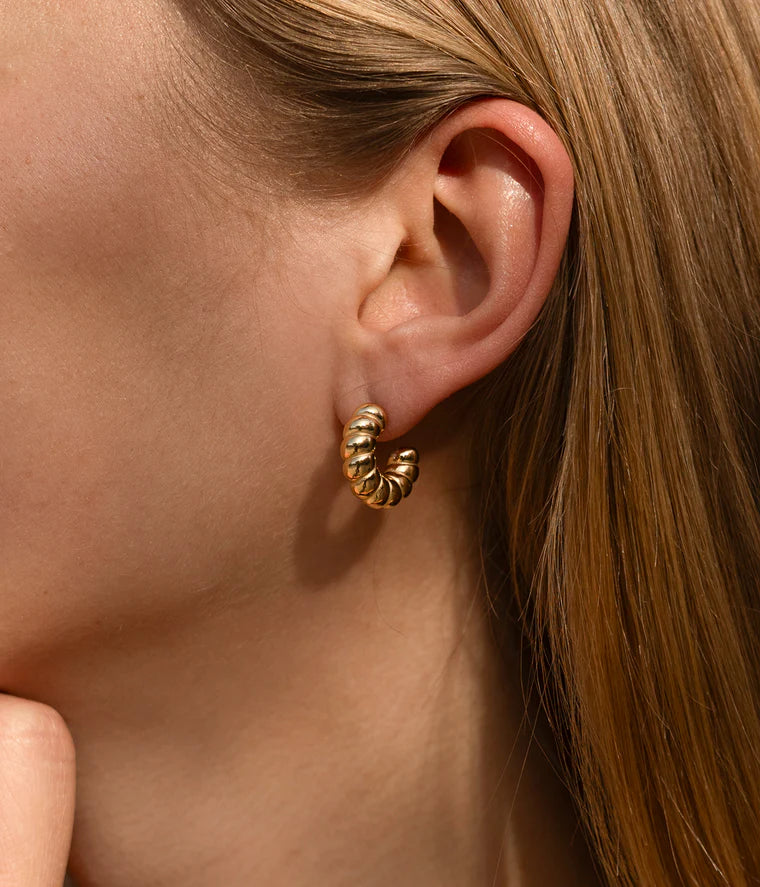 Boucles d’oreilles Divan ZAG en acier inoxydable doré créoles torsadées