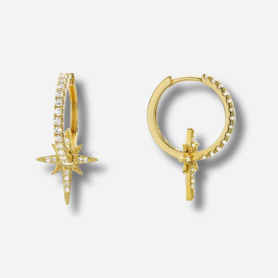 Boucles d’oreilles Diwali Hoops Mya Bay créoles dorées pavées de cristaux
