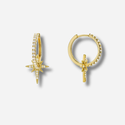 Boucles d’oreilles Diwali Hoops Mya Bay créoles dorées pavées de cristaux
