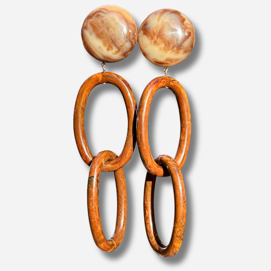 Boucles d’oreilles Double Messe Marron XL Francine Bramli Paris
