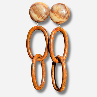 Boucles d’oreilles Double Messe Marron XL Francine Bramli Paris
