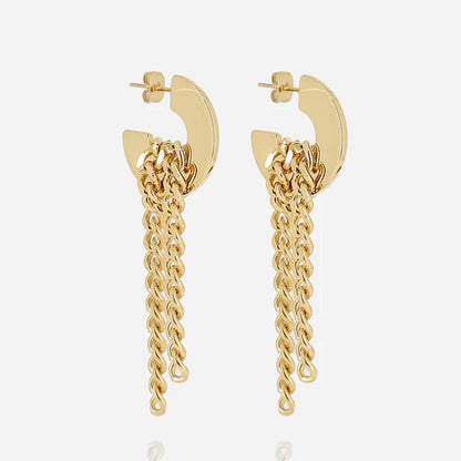 Boucles d’oreilles Eclipse ZAG en acier inoxydable doré avec chaînes gourmettes pendantes