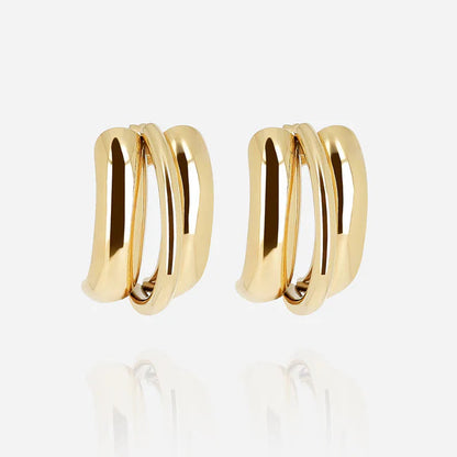 Boucles d’oreilles Eliom ZAG en acier inoxydable doré effet triple anneau
