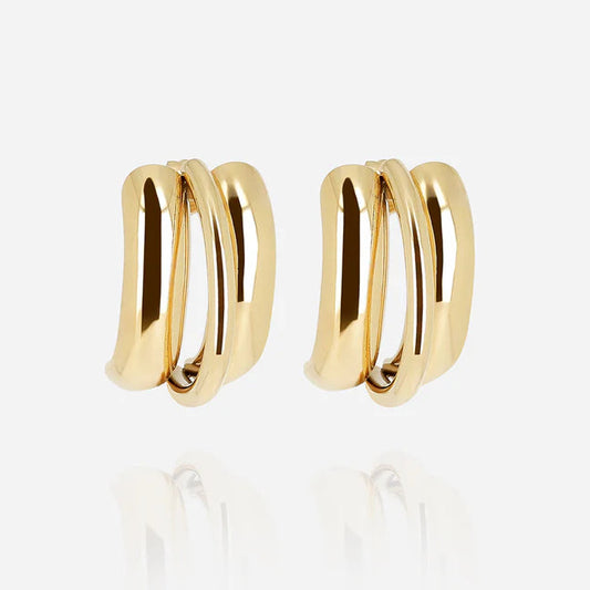 Boucles d’oreilles Eliom ZAG en acier inoxydable doré effet triple anneau