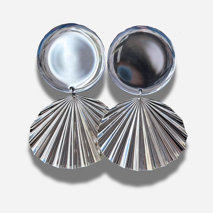Boucles éventail silver XL Francine Bramli Paris grandes boucles argentées statement