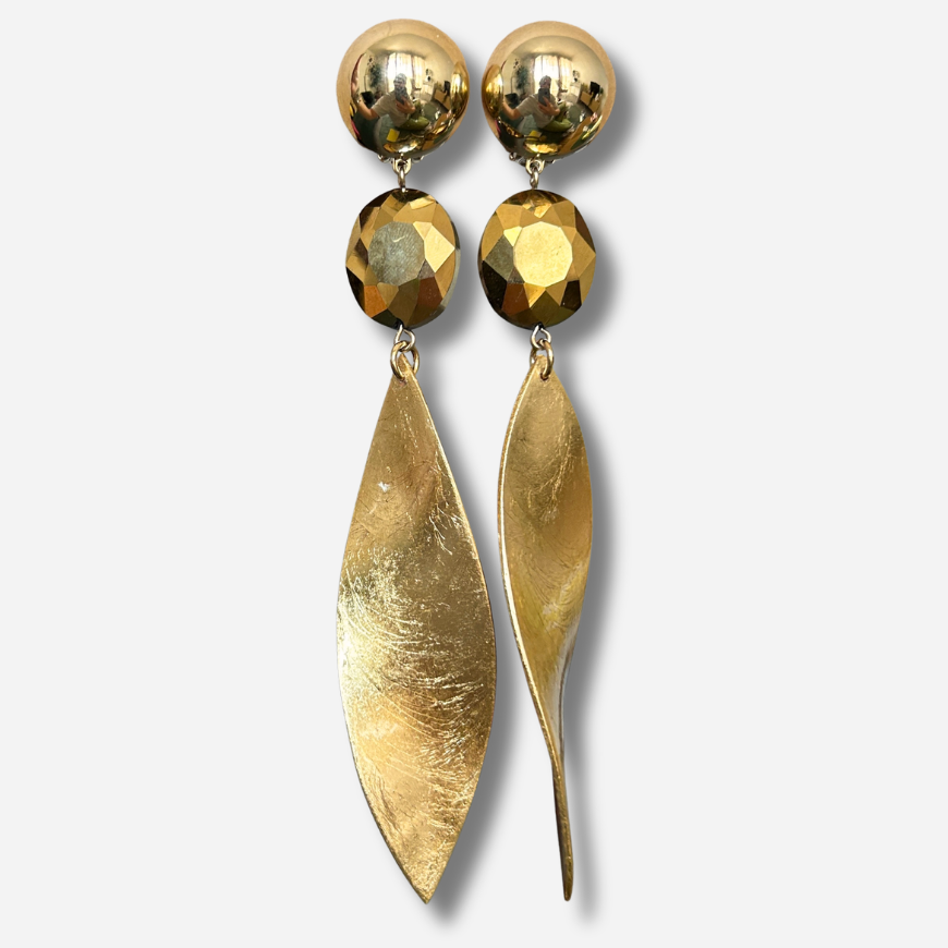 Boucles d’oreilles Feuilles Gold dorées Francine Bramli Paris
