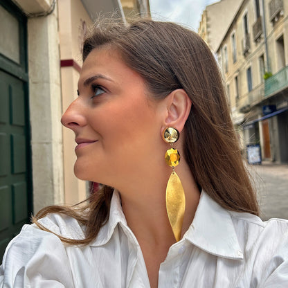 Boucles d’oreilles Feuilles Gold dorées Francine Bramli Paris
