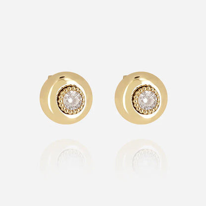 Boucles d’oreilles Galdo ZAG en acier inoxydable doré avec zircon central